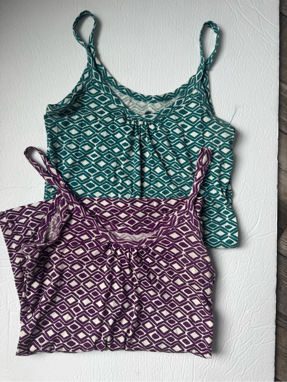 Banana Republic - Two Women’s Geometric Print Tank Tops - Teal / Purple